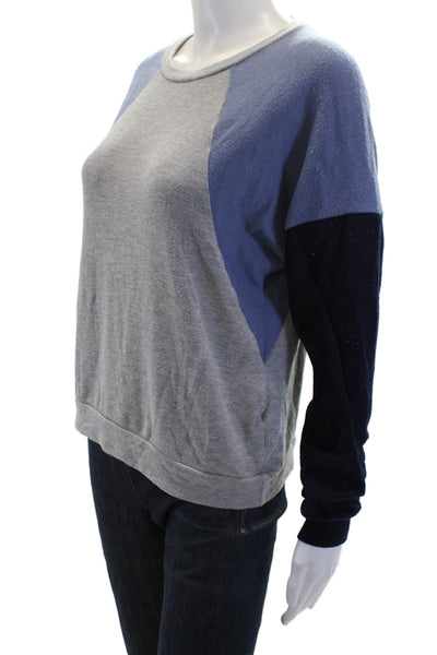 Michael Lauren Womens Long Sleeves Sweatshirt Grey Navy Blue Cotton Size Small