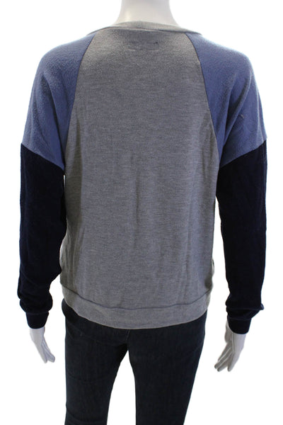Michael Lauren Womens Long Sleeves Sweatshirt Grey Navy Blue Cotton Size Small
