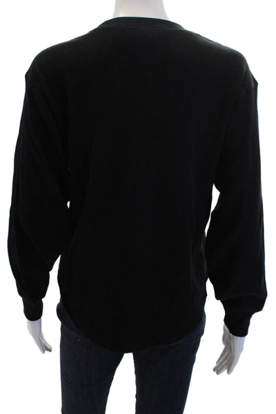 Uniqlo Womens Thermal Crew Neck Sweater Black Cotton Size Extra Small