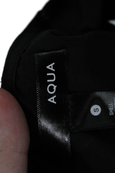Aqua Womens Short Sleeves V Neck A Line Dress Black Cotton Size Small