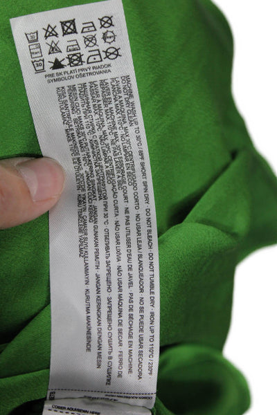 MNG Women's Round Long Sleeves Cut-Out Blouse Green Size M