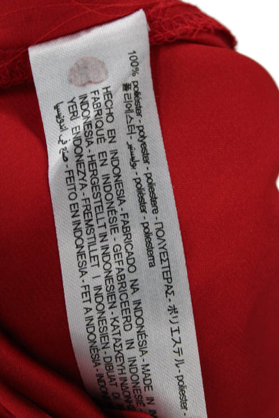 Zara Women's Collared Long Sleeves Button Down Shirt Red Size M