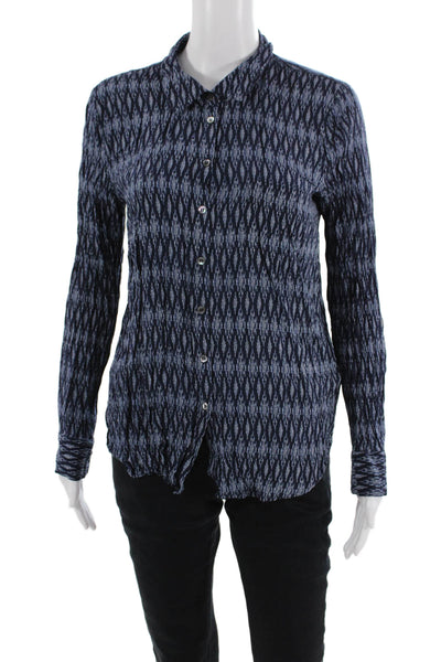 Soft Joie Women's Collared Long Sleeves Button Up Shirt Blue Size S