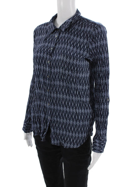 Soft Joie Women's Collared Long Sleeves Button Up Shirt Blue Size S