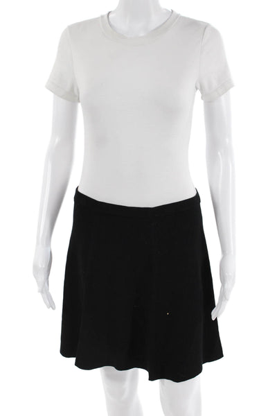 Theory Women's Pull-On Ruibbed Unlined Flare Mini Skirt Black Size S