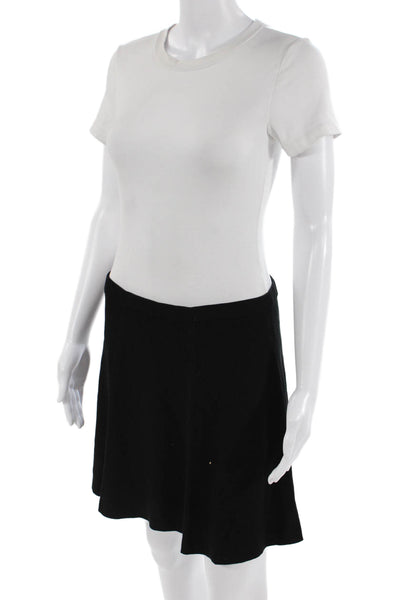 Theory Women's Pull-On Ruibbed Unlined Flare Mini Skirt Black Size S