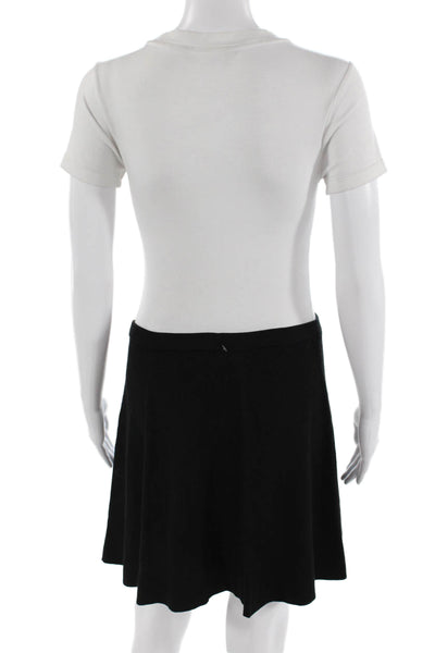 Theory Women's Pull-On Ruibbed Unlined Flare Mini Skirt Black Size S
