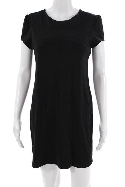 Susana Monaco Women's Round Neck Short Sleeves Mini Dress Black Size S