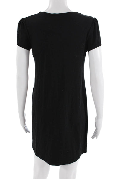 Susana Monaco Women's Round Neck Short Sleeves Mini Dress Black Size S