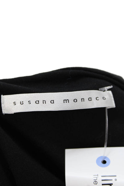Susana Monaco Women's Round Neck Short Sleeves Mini Dress Black Size S
