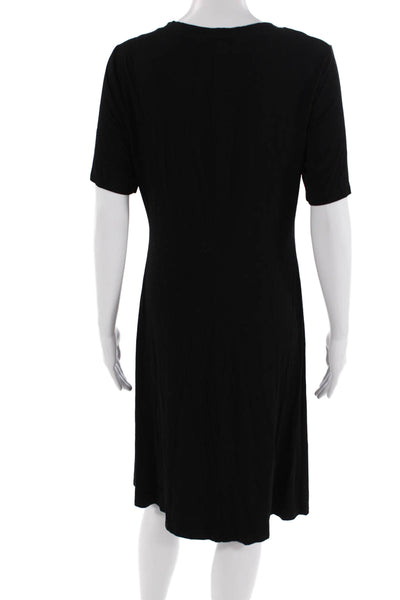 Karen Kane Women's Round Neck Short Sleeves Midi T-Shirt Dress Black Size M