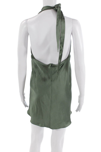Zara Women's V-Neck Halter Flare Mini Dress Sage Green Size L