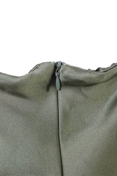 Zara Women's V-Neck Halter Flare Mini Dress Sage Green Size L