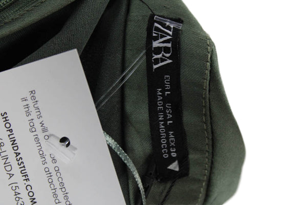 Zara Women's V-Neck Halter Flare Mini Dress Sage Green Size L