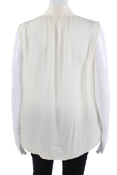 Elie Tahari Women's V-Neck Sleeveless Silk Hi-Lo Hem Tank Top Beige Size M