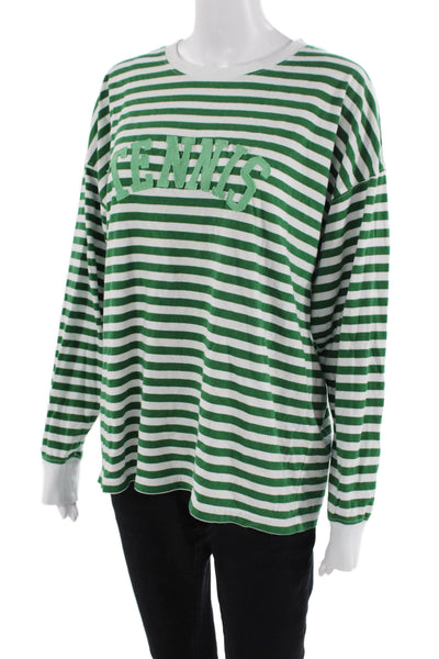 Beach Riot Womens Cotton Long Sleeve Stripe Casual Top White Size M