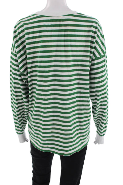 Beach Riot Womens Cotton Long Sleeve Stripe Casual Top White Size M
