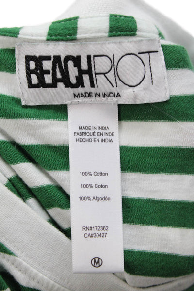 Beach Riot Womens Cotton Long Sleeve Stripe Casual Top White Size M