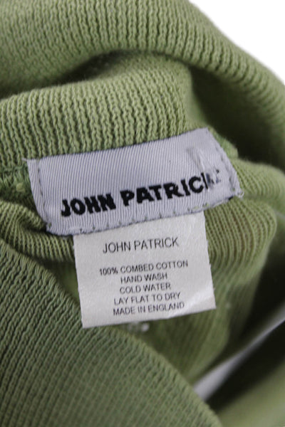 John Patrick Women Basic Polo Green Collared Button Short Sleeve Size L