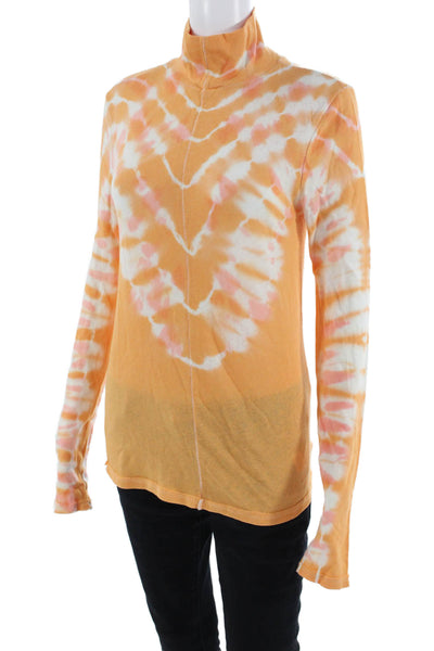 We The Free Womens Tie-Dye Blouse Orange Size M