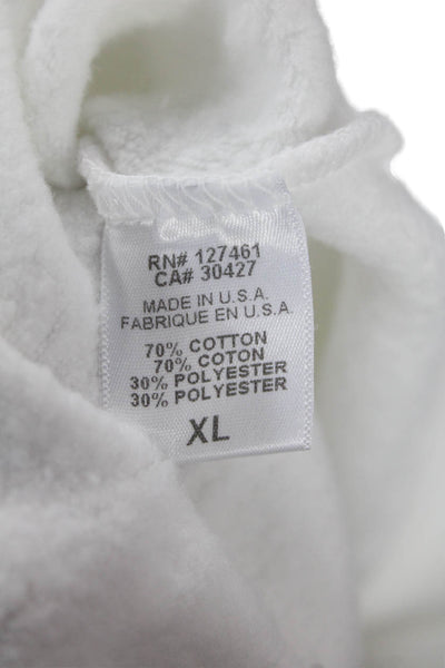 Wildfox Women Pullover Sweatshirts White Cotton Graphic Crew Neck Size XL