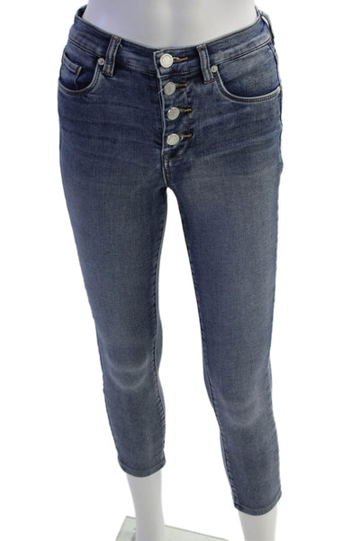 BLANKNYC Women Cropped Skinny Ankle Jeans Dark Blue Cotton Blend Size 27