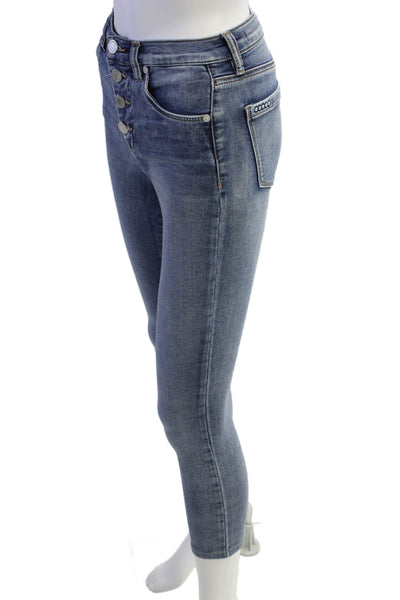 BLANKNYC Women Cropped Skinny Ankle Jeans Dark Blue Cotton Blend Size 27