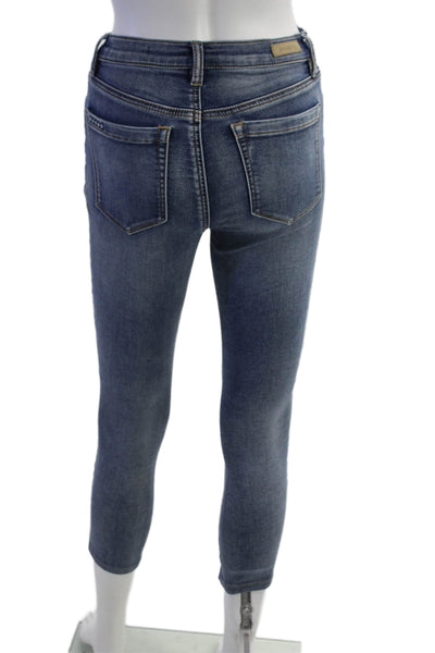 BLANKNYC Women Cropped Skinny Ankle Jeans Dark Blue Cotton Blend Size 27
