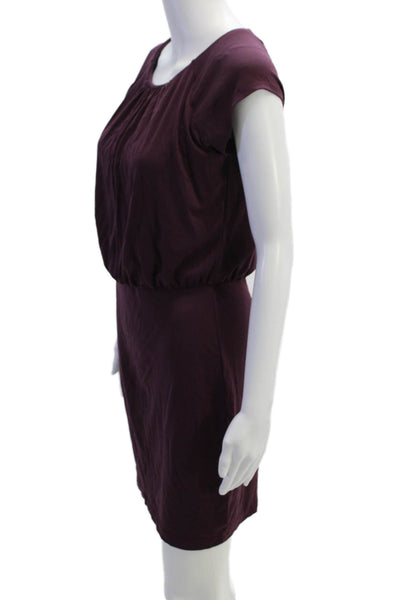 Susana Monaco Womens Cotton Short Sleeve Round Neck Short Dress Purple Size S