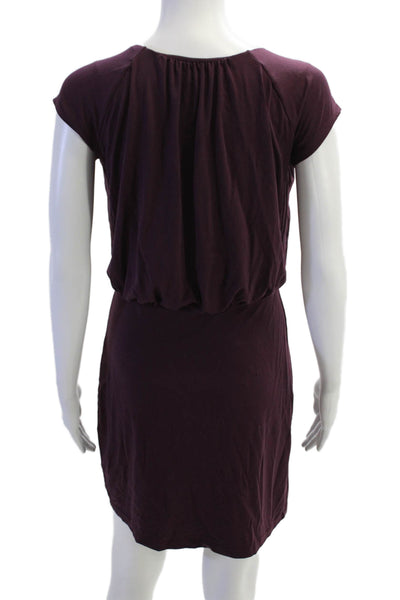 Susana Monaco Womens Cotton Short Sleeve Round Neck Short Dress Purple Size S