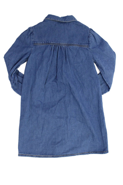 Zara Girls Long Sleeve Collar Button Up Lined Denim Top Blue Size 07