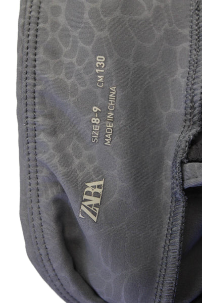 Zara Girls Textured Lined Animal Print Ankle Leggings Gray Size 08
