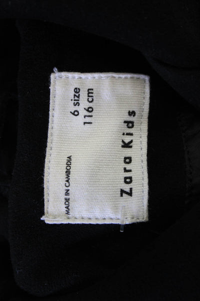 Zara Girls Textured Long Sleeve Zip Casual Jacket Black Size 06