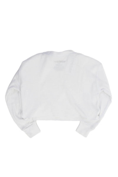 Katie J Girls Cotton Long Sleeve Round Neck Knit Top White Size M