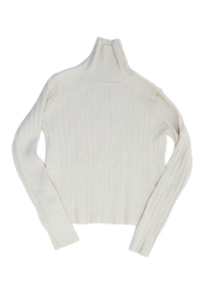 Zara Girls Turtleneck Long Sleeve Ribbed Knit Top Cream Size 13-14Y