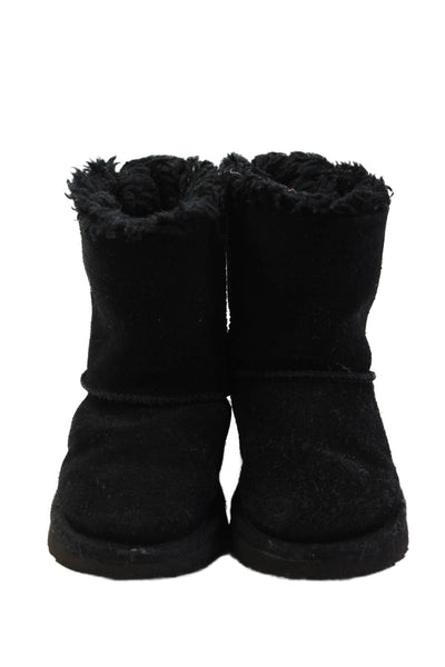 Ugg Girls Textured Lined Rounded Toe Bow Booties Black Size 11