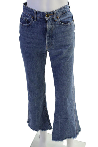 Khaite Women Bootcut Flared Jeans Blue Cotton Mid-Rise Size 24