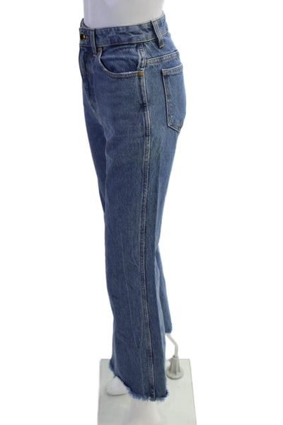 Khaite Women Bootcut Flared Jeans Blue Cotton Mid-Rise Size 24
