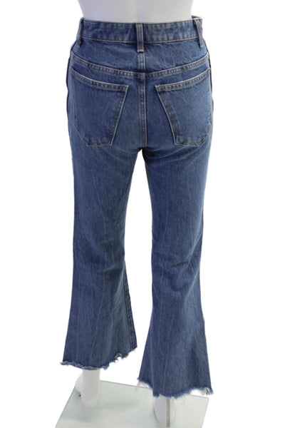 Khaite Women Bootcut Flared Jeans Blue Cotton Mid-Rise Size 24