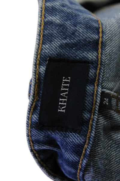Khaite Women Bootcut Flared Jeans Blue Cotton Mid-Rise Size 24