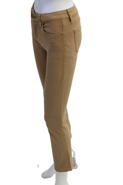 Frame Womens Five Pocket Mid-Rise Flared Pants Beige Size 24