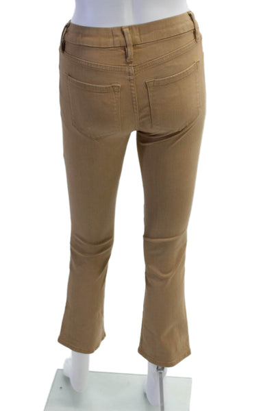 Frame Womens Five Pocket Mid-Rise Flared Pants Beige Size 24