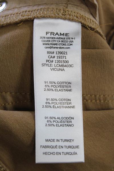 Frame Womens Five Pocket Mid-Rise Flared Pants Beige Size 24