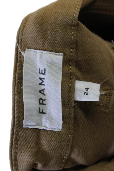 Frame Womens Five Pocket Mid-Rise Flared Pants Beige Size 24