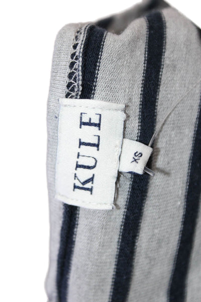 Kule Womens Cotton Striped Long Sleeve T-Shirt Top Gray Size XS