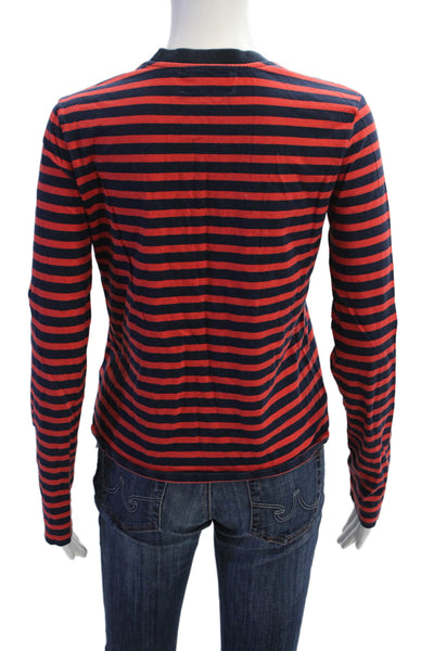 La Ligne Womens Cotton Striped Long Sleeve T-Shirt Top Red Size XS