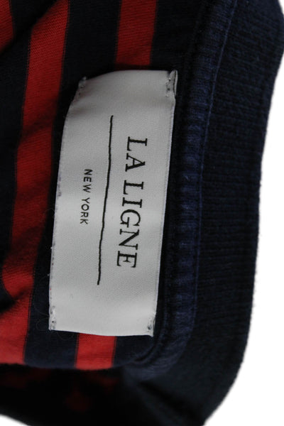 La Ligne Womens Cotton Striped Long Sleeve T-Shirt Top Red Size XS
