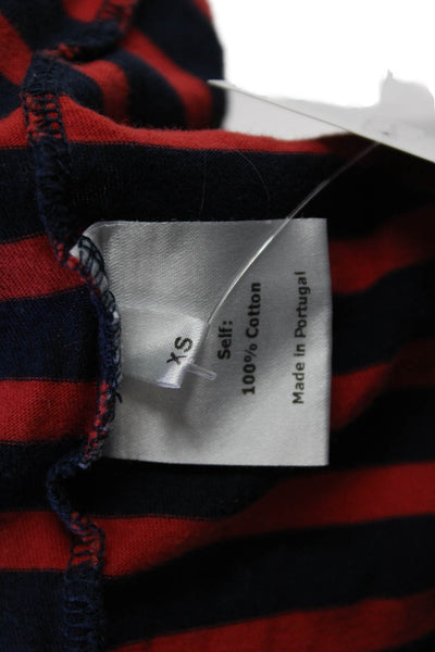 La Ligne Womens Cotton Striped Long Sleeve T-Shirt Top Red Size XS