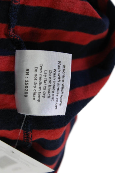 La Ligne Womens Cotton Striped Long Sleeve T-Shirt Top Red Size XS