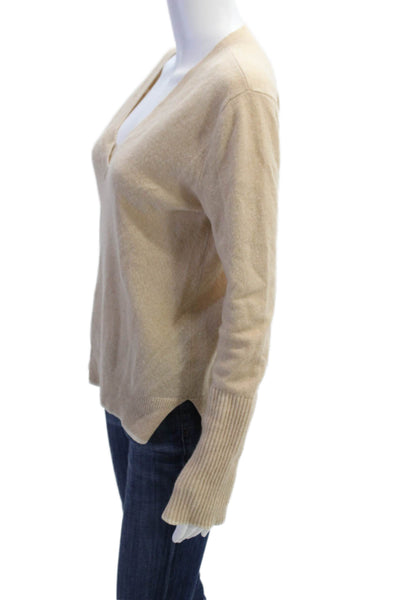 La Ligne Womens Wool Blend Knit V-Neck Pullover Sweater Top Beige Size XS